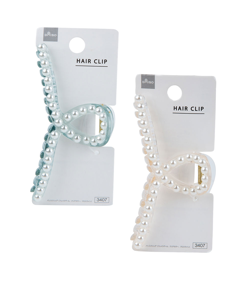 Cross Line Pearl Border Claw Clip, Assorted (1pc)