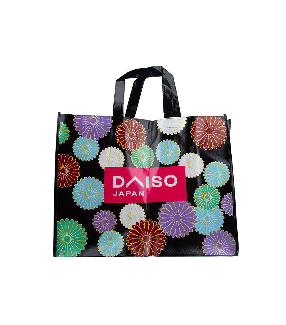 Chrysanthemum Print Shopping Bag, Black