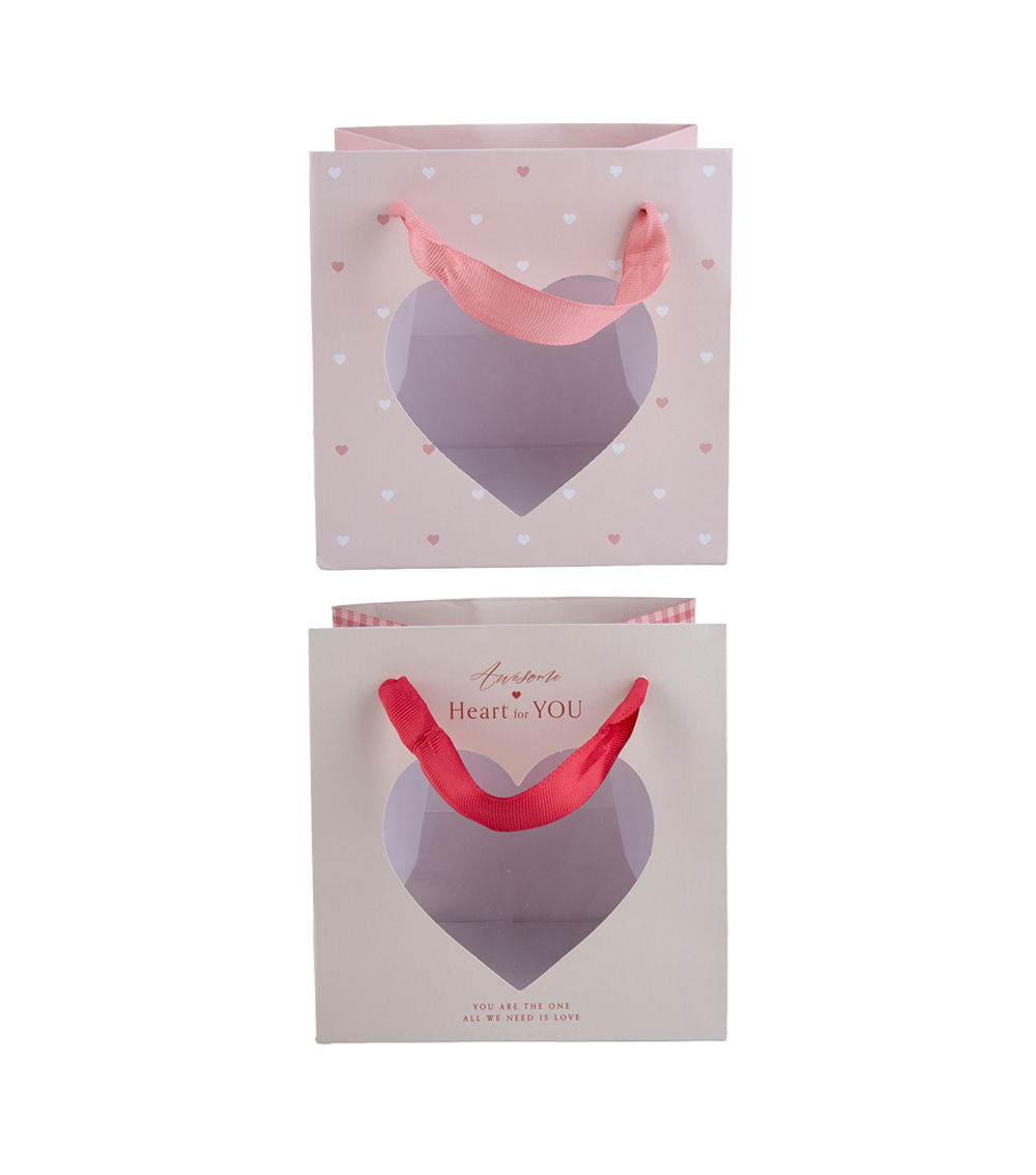 Paper Handle Bag with Heart Window, Assorted (1 pc)