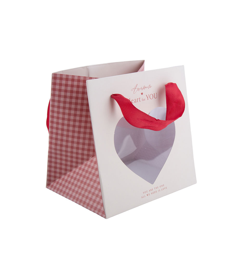 Paper Handle Bag with Heart Window, Assorted (1 pc)