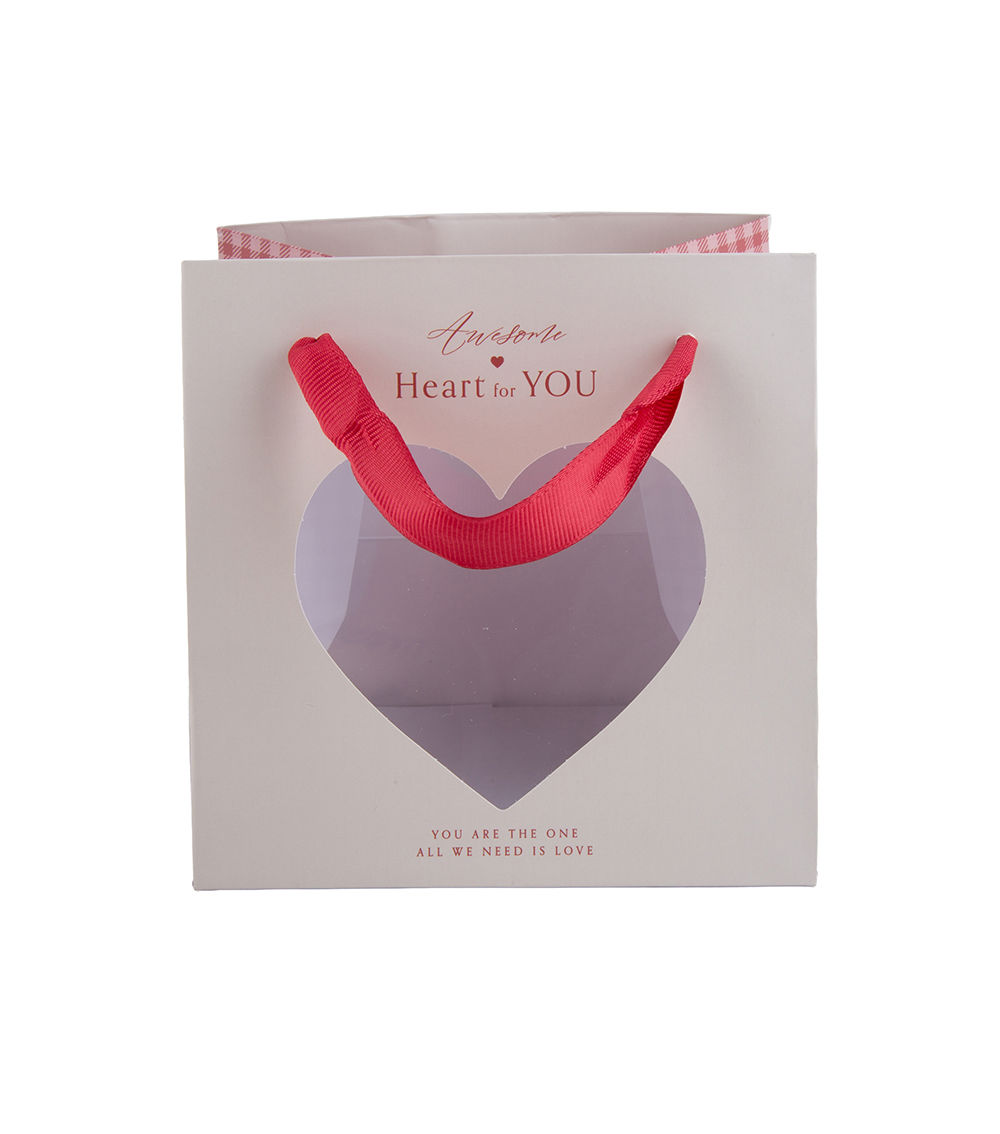Paper Handle Bag with Heart Window, Assorted (1 pc)