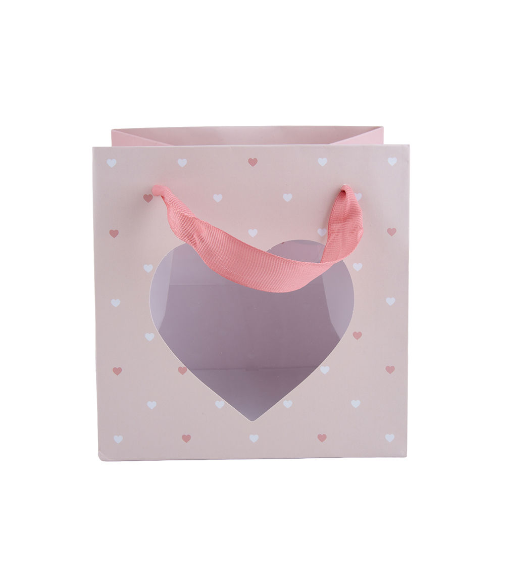 Paper Handle Bag with Heart Window, Assorted (1 pc)