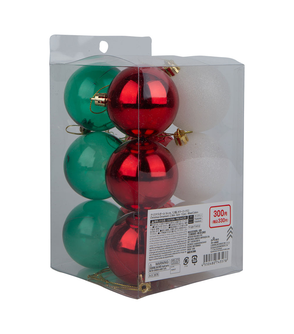 Christmas Ornament – 2.36 in / 6 cm, 12 pcs, Assorted (1 pc)