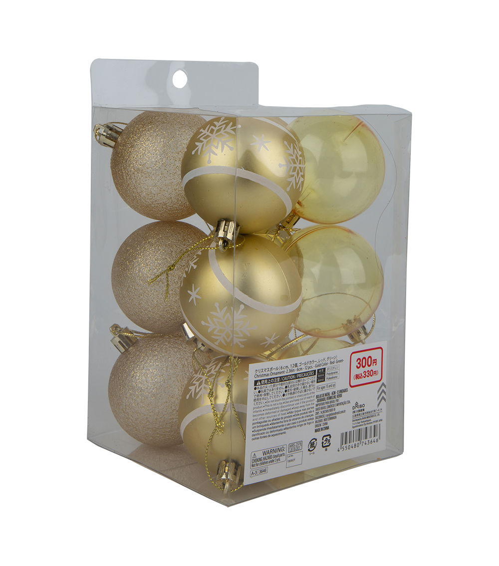 Christmas Ornament – 2.36 in / 6 cm, 12 pcs, Assorted (1 pc)