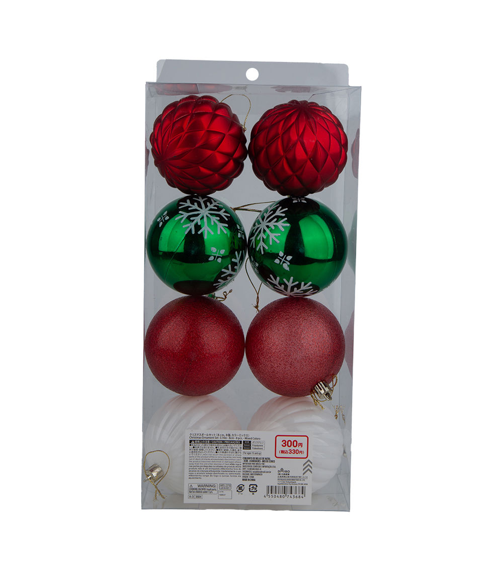 Christmas Ornament Set – (3.14in/8cm) 8 pcs, Assorted (1 pc)