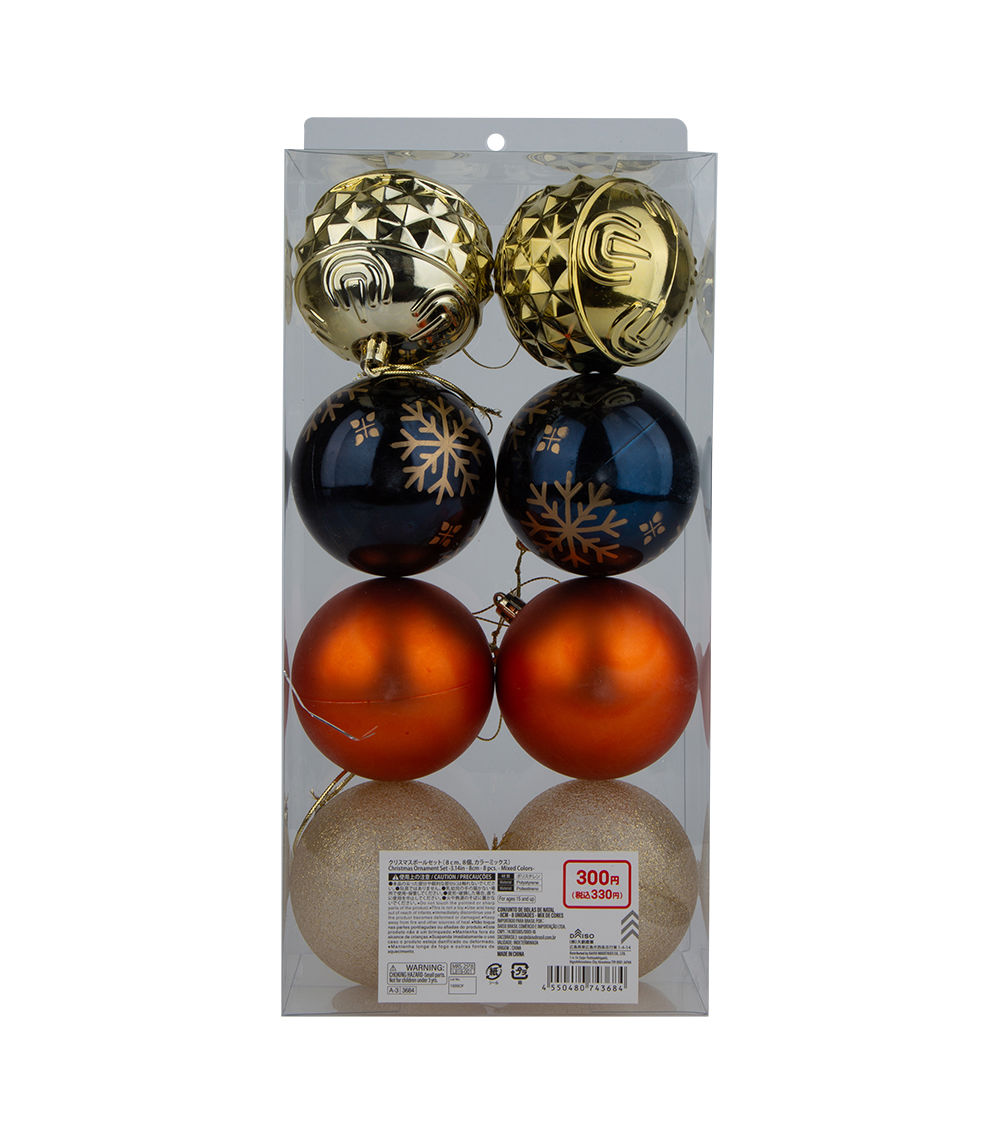 Christmas Ornament Set – (3.14in/8cm) 8 pcs, Assorted (1 pc)
