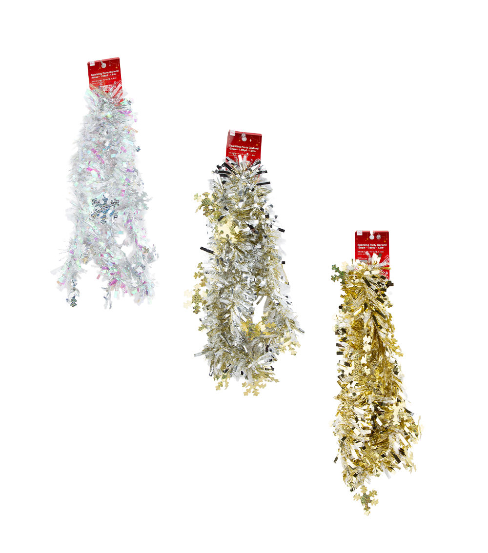 Sparkling Party Garland, Snow – 1.96yd/1.8m, Assorted (1 pc)