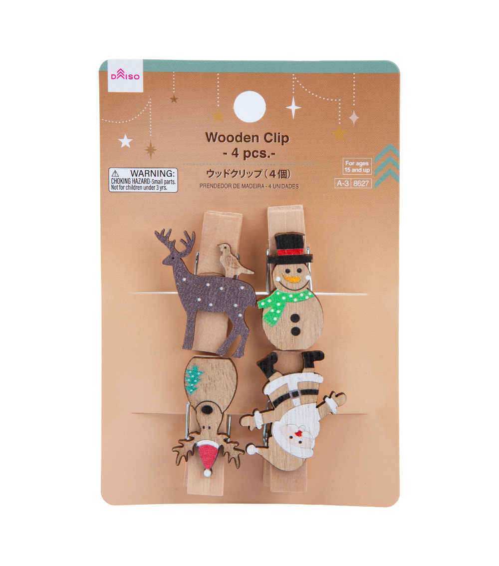 Christmas Wooden Clips – 4 pcs