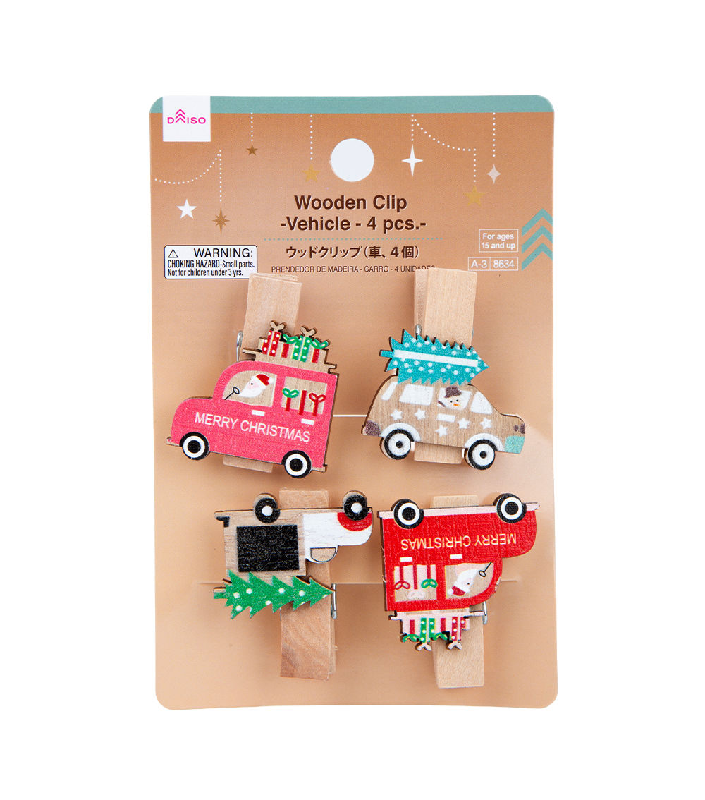 Wooden Clip – Vehicle – 4 pcs