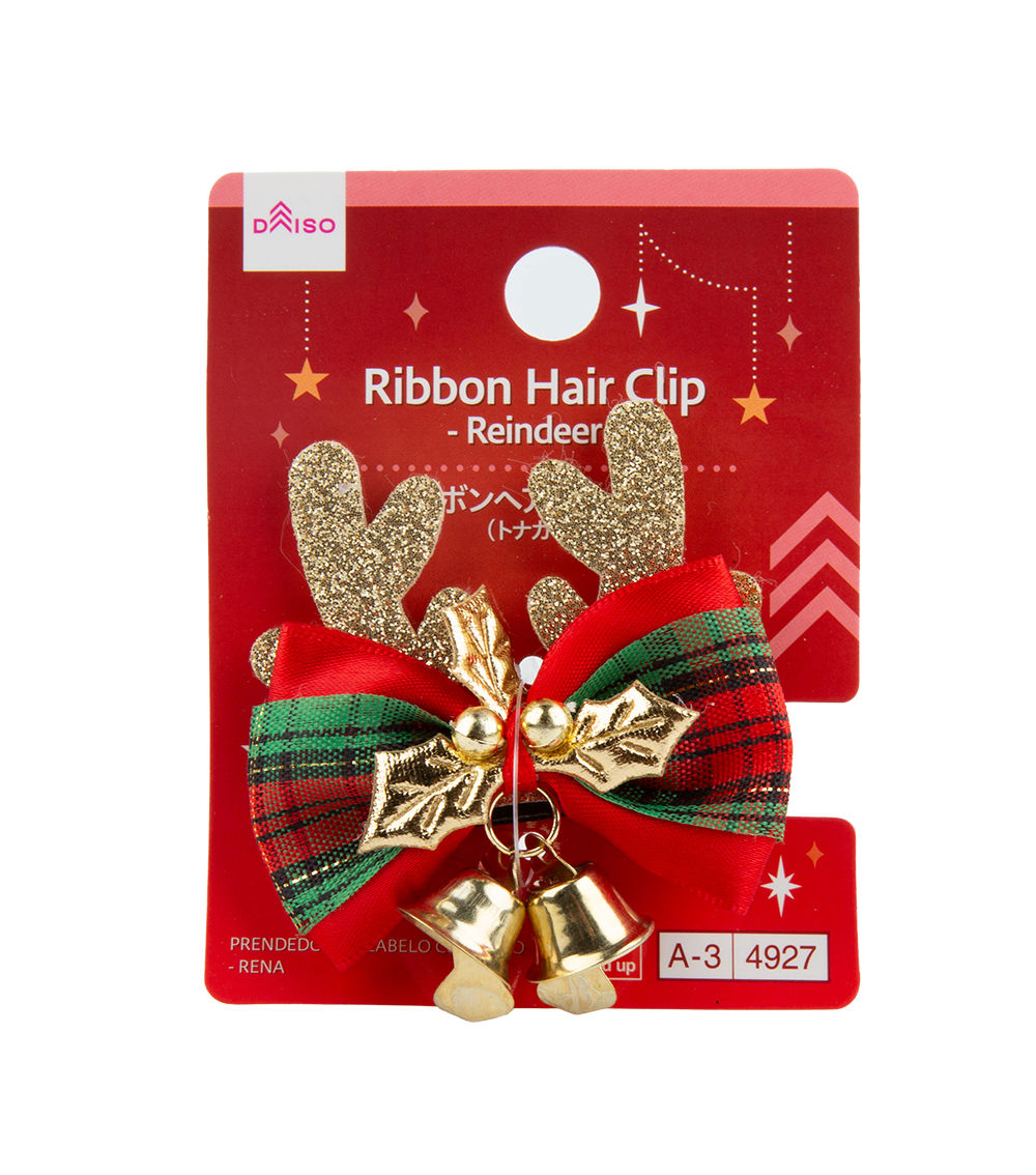 Ribbon Hair Clip – Reindeer, Assorted (1 pc)