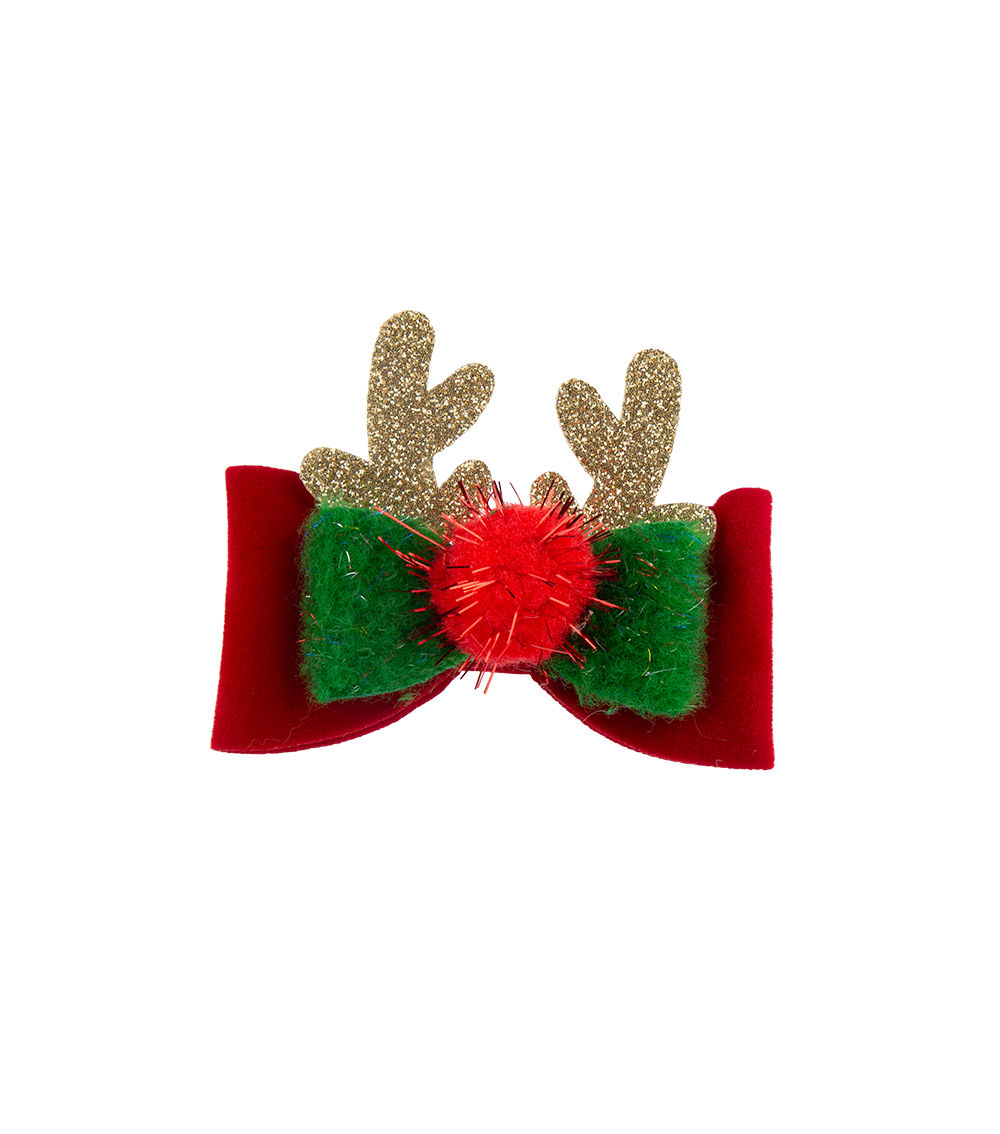 Ribbon Hair Clip – Reindeer, Assorted (1 pc)
