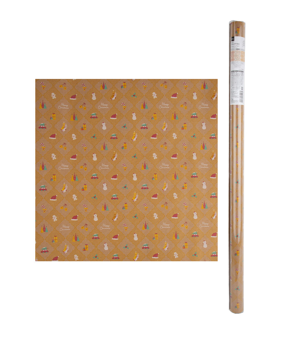 Christmas Kraft Wrapping Paper – A, Assorted (1 pc)