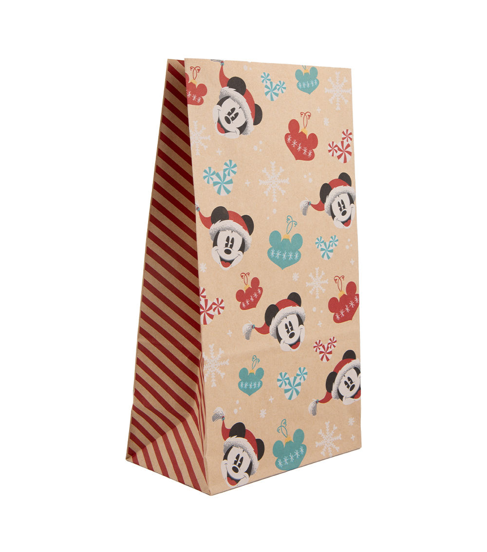 Christmas Kraft Paper Bag, Square Base – Mickey Mouse,(5pcs)