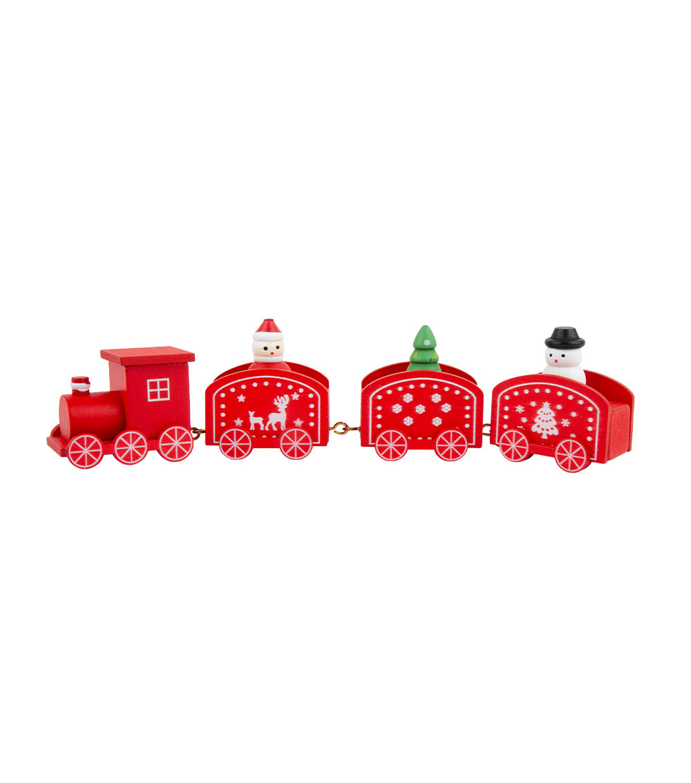 Christmas Wooden Train Decoration - Red