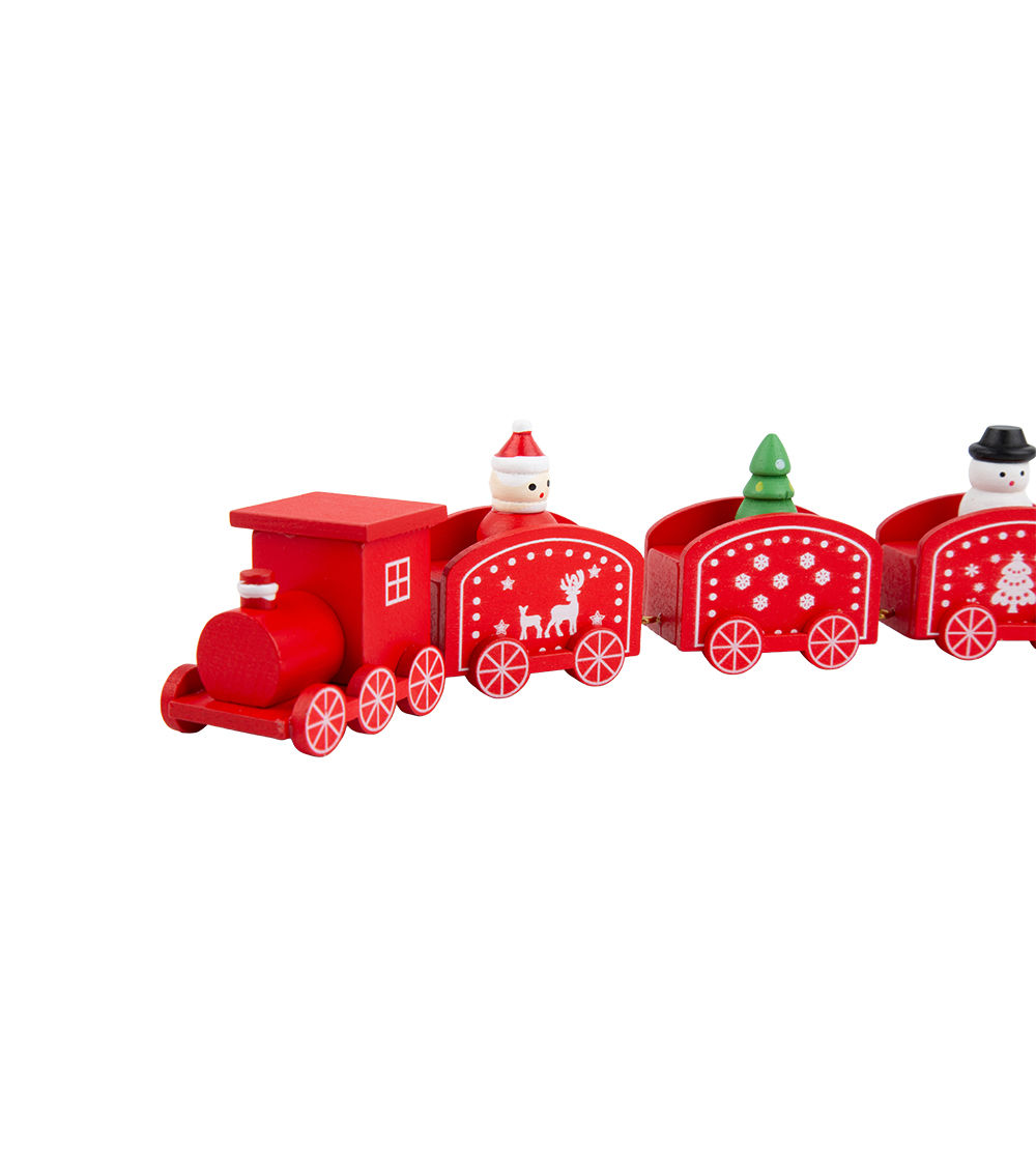 Christmas Wooden Train Decoration - Red