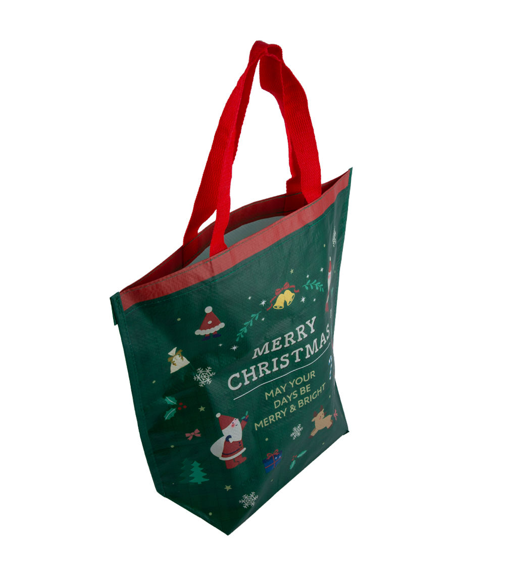 Christmas Green & Red Handle Bag
