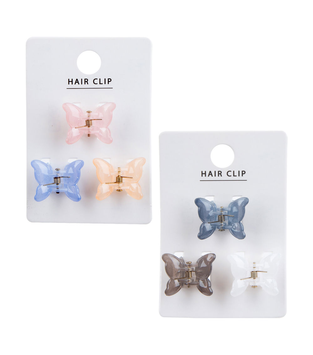 Glossy Mini Butterfly Claw Clips Set of 3, Assorted (1 pc)