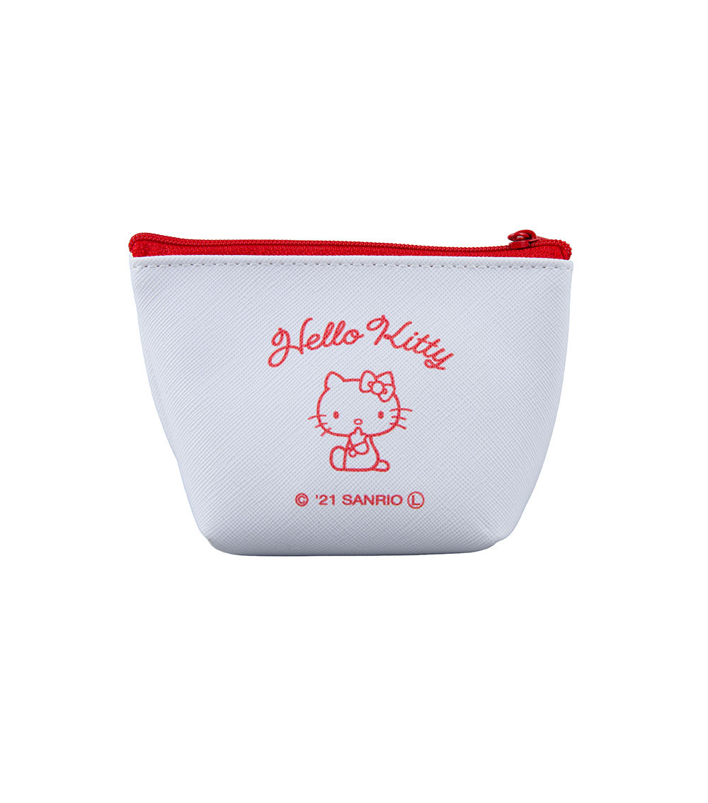 Kitty Face Boat Shape Mini Pouch, White & Red