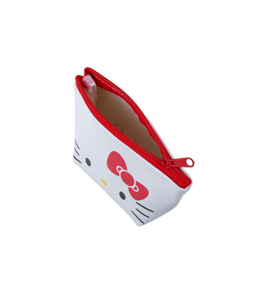Kitty Face Boat Shape Mini Pouch, White & Red