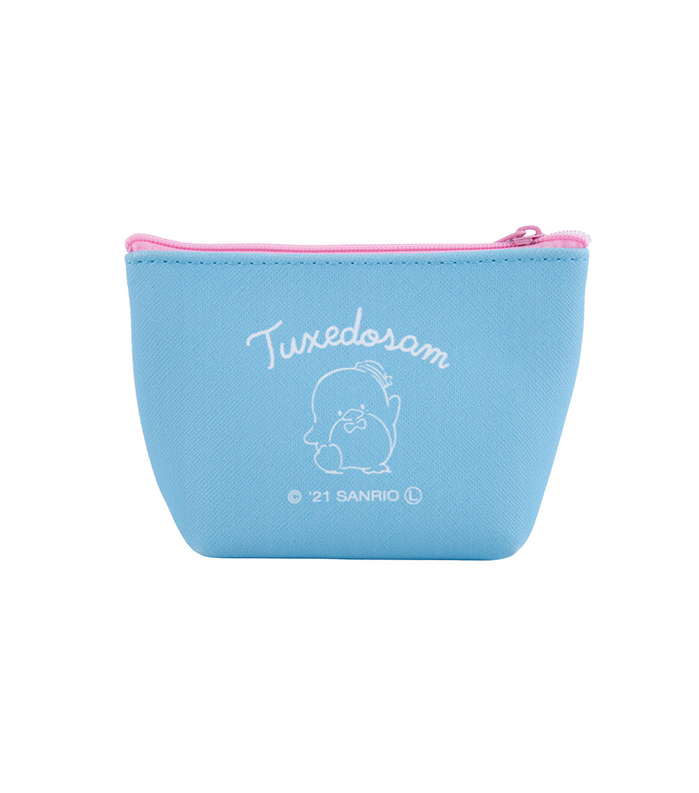 Tuxedosam Face Boat Shape Mini Pouch, Light Blue & Pink