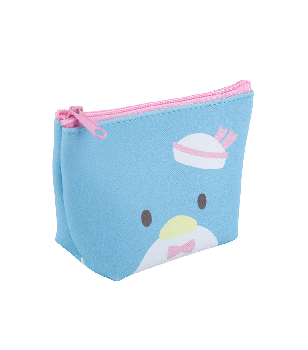 Tuxedosam Face Boat Shape Mini Pouch, Light Blue & Pink