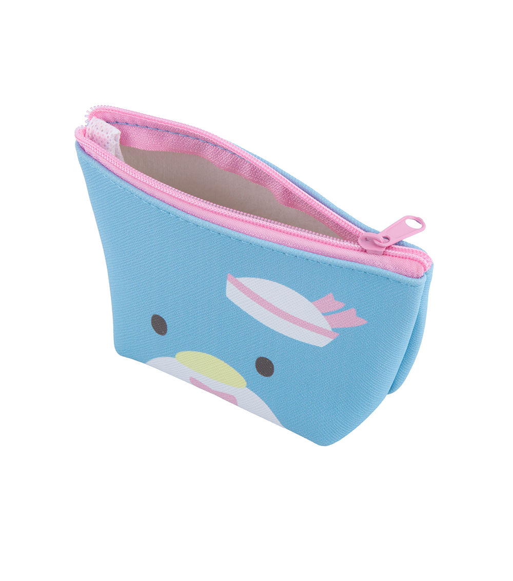 Tuxedosam Face Boat Shape Mini Pouch, Light Blue & Pink