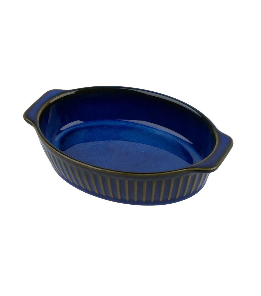 Stripe Emboss Oval Bakeware, Navy