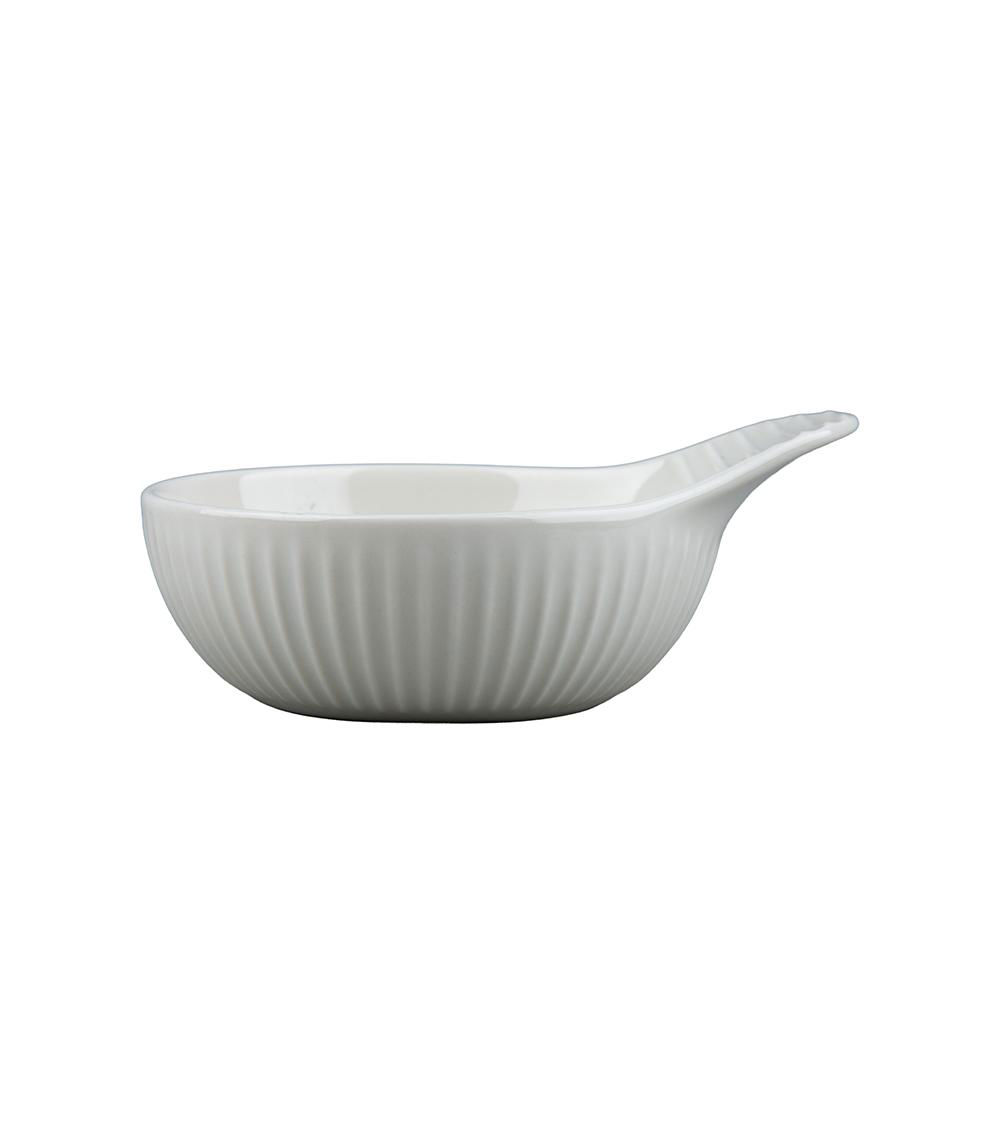 Stripe Emboss Bowl with Handle, White