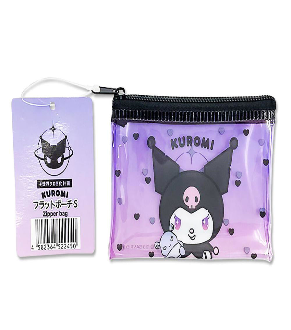 Kuromi Small Flat Pouch, Purple & Black