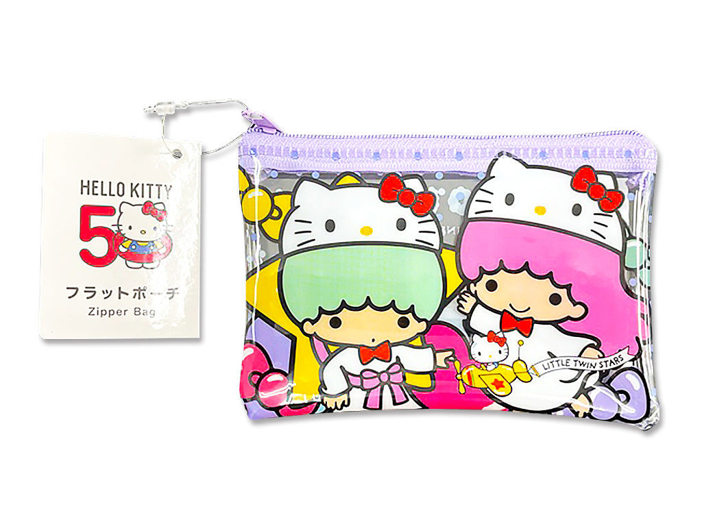 Little Twin Stars 50th Anniversary Flat Pouch–Light Purple