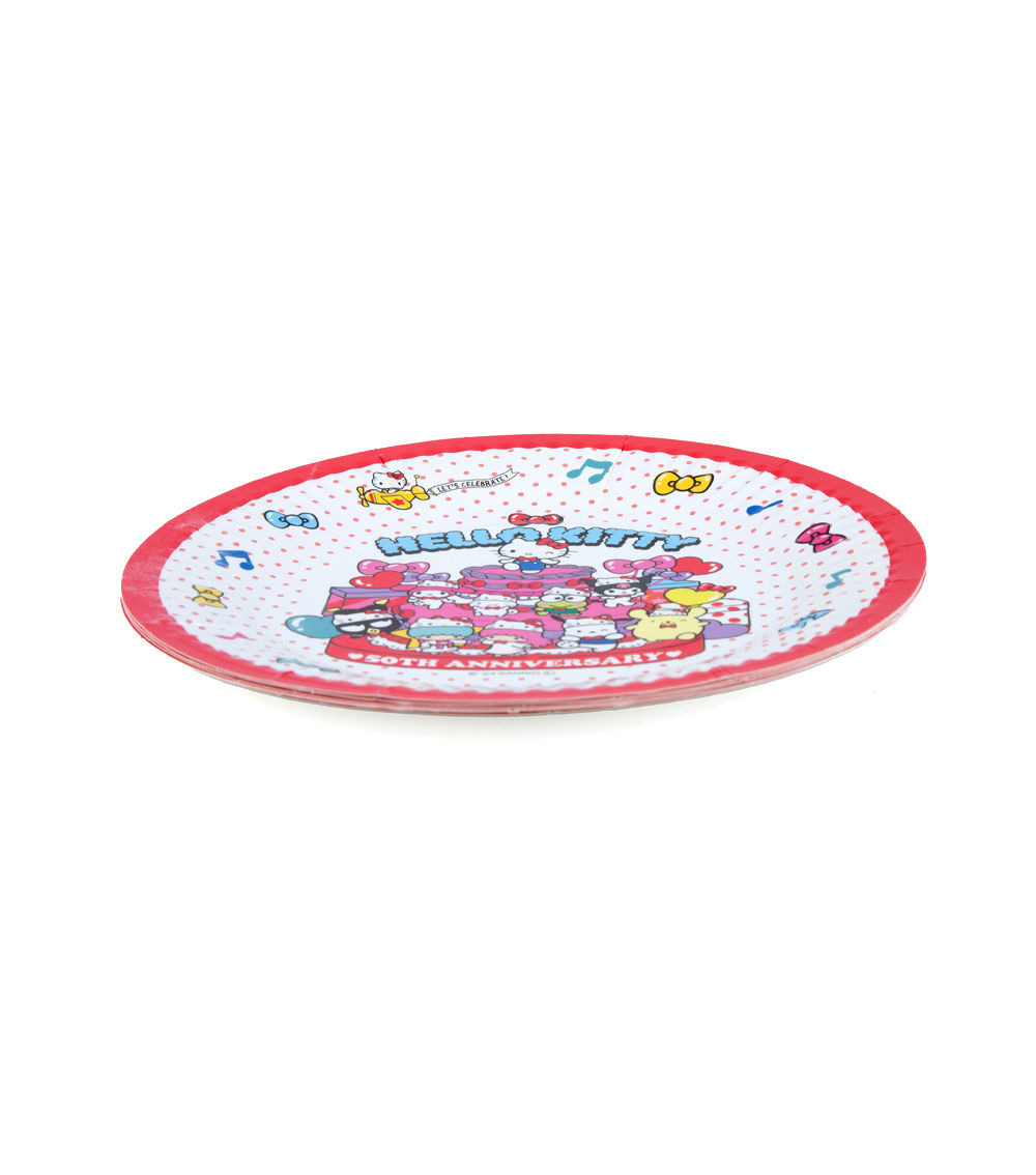 Sanrio Characters Paper Plates, White & Red (5 pcs) - 18cm