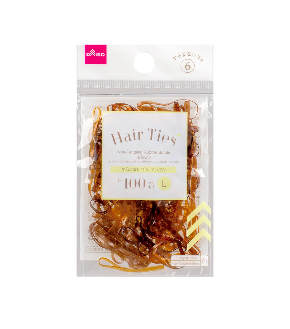 No-Tangle Rubber Hair Bands L Size – Brown (100 pcs)