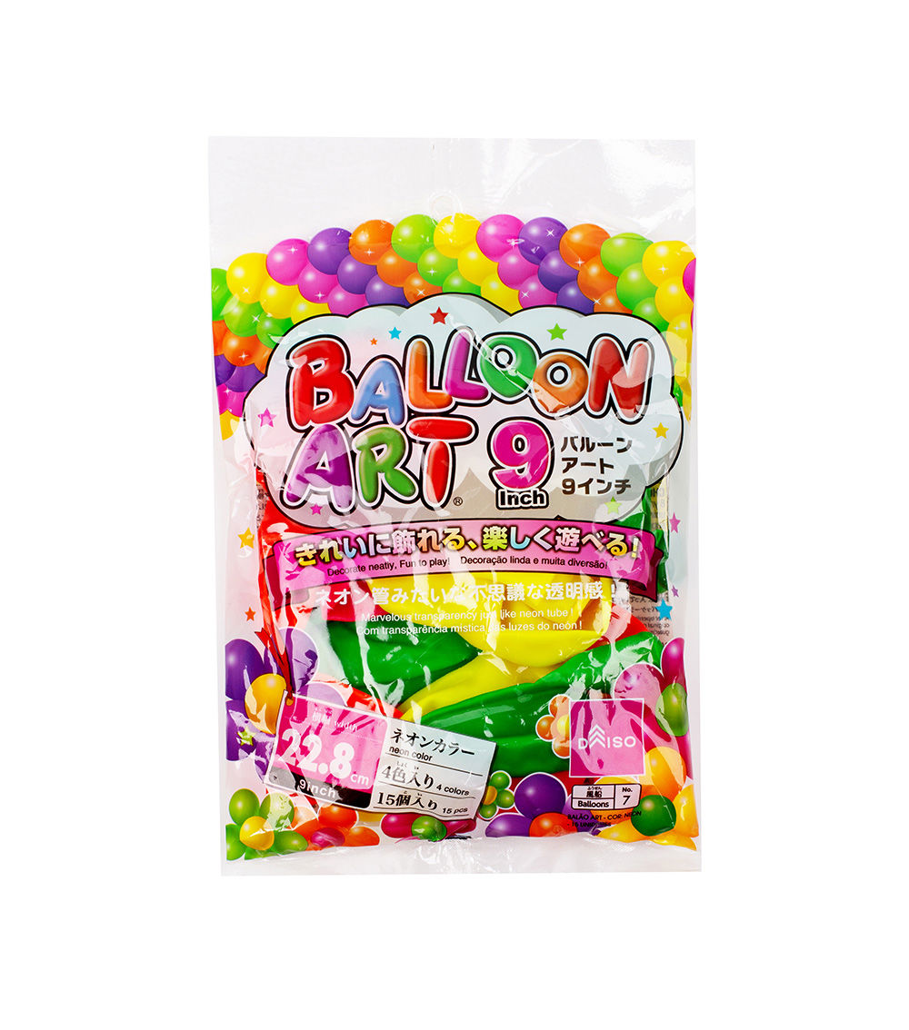 15-Piece Balloon Art, Neon Colours - 22.8cm