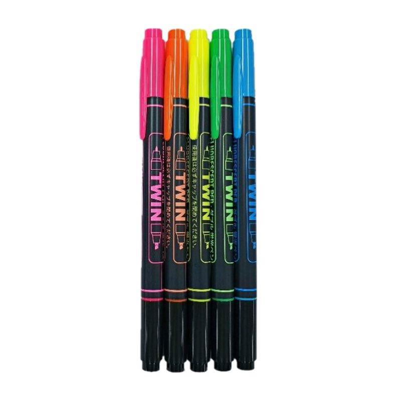 Double Fluorescent Pen – 5-Piece Highlighter Set