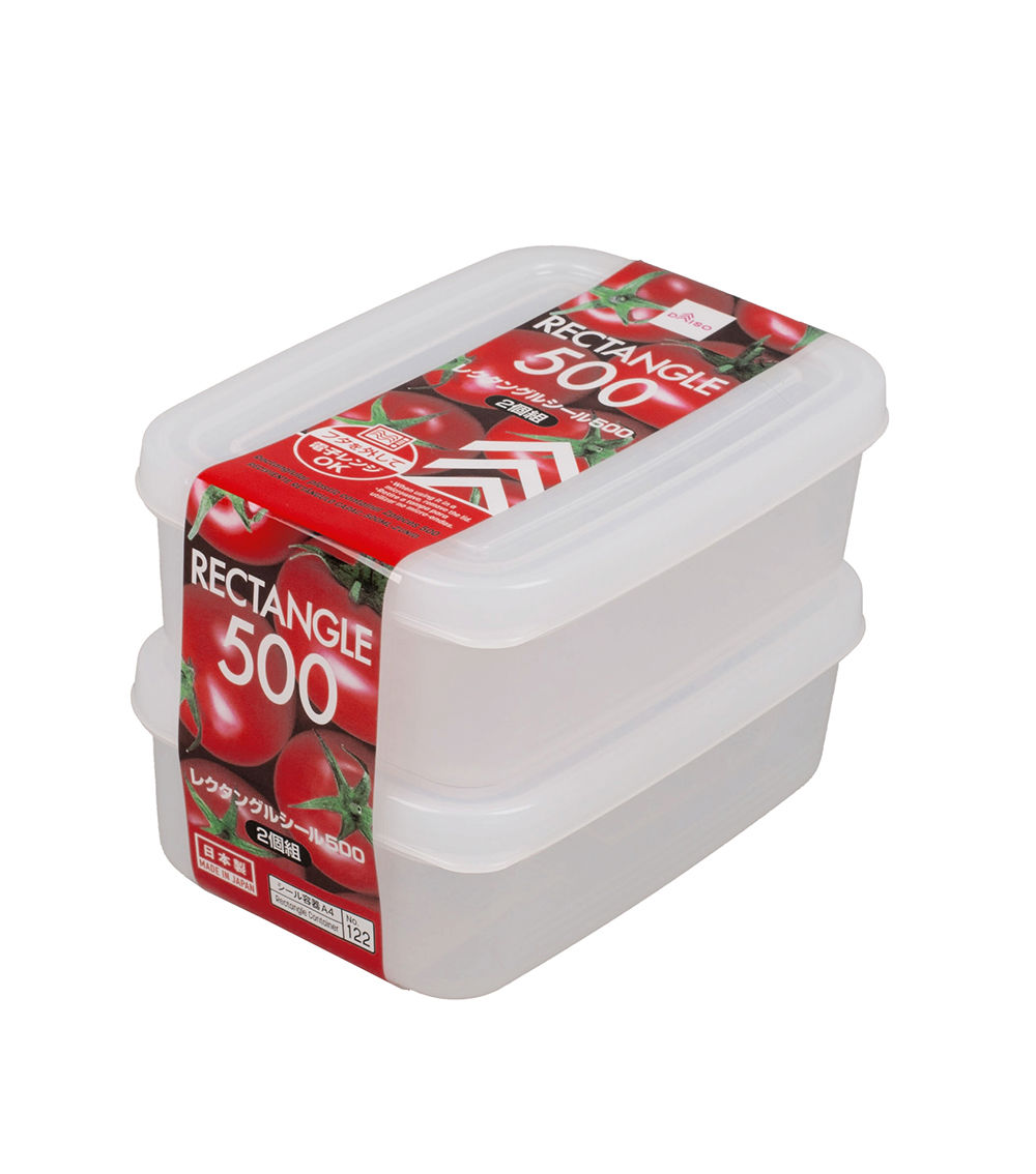 2-Piece Plastic Rectangle Food Containers – 500ml