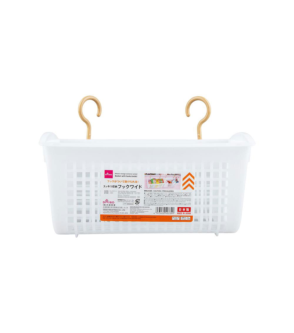 Wide Hanging Basket, White