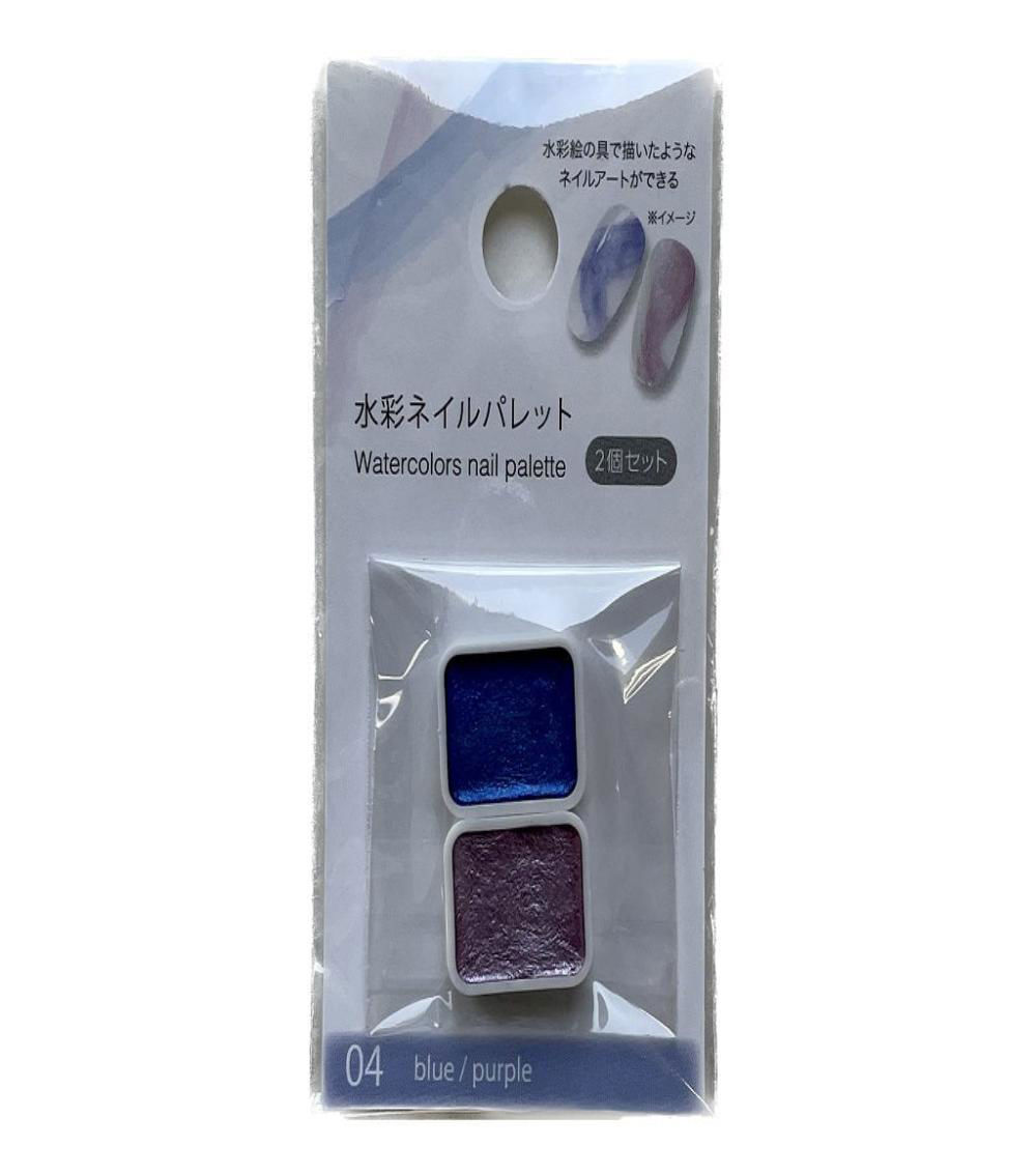 Watercolors Nail Palette Set, Blue & Purple (2 pcs)