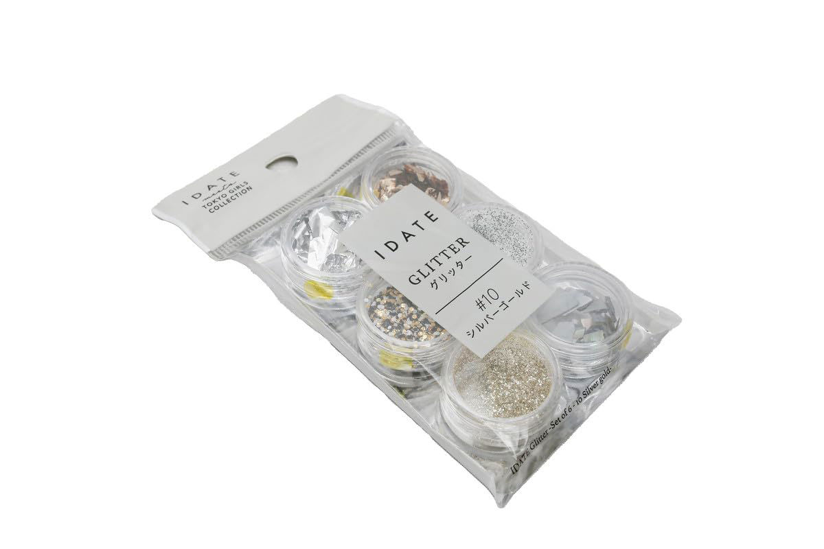 6-Piece Nail Art Glitter & Foil Set – Assorted Metallic Desi