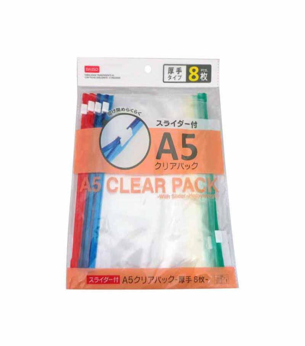 A5 Packs with Slider, Clear (8 pcs)