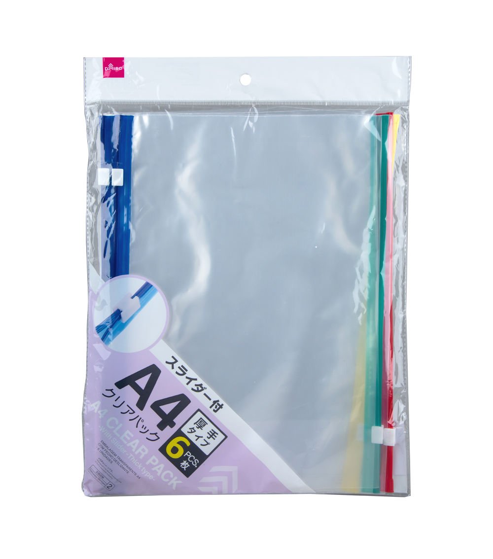 Heavyweight A4 Packs with Slider, Clear (6 pcs)