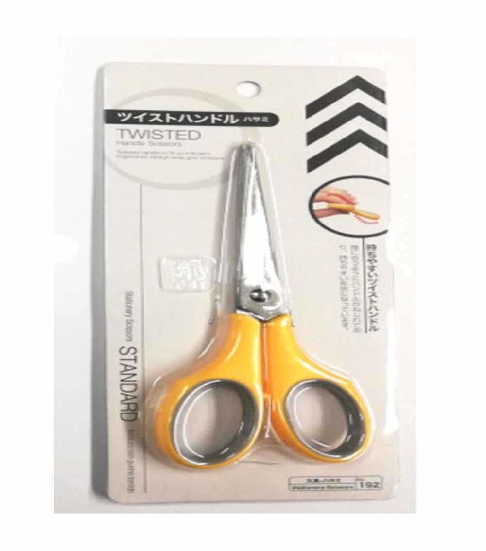 Scissors with Twisted Handle, Yellow (17cm)