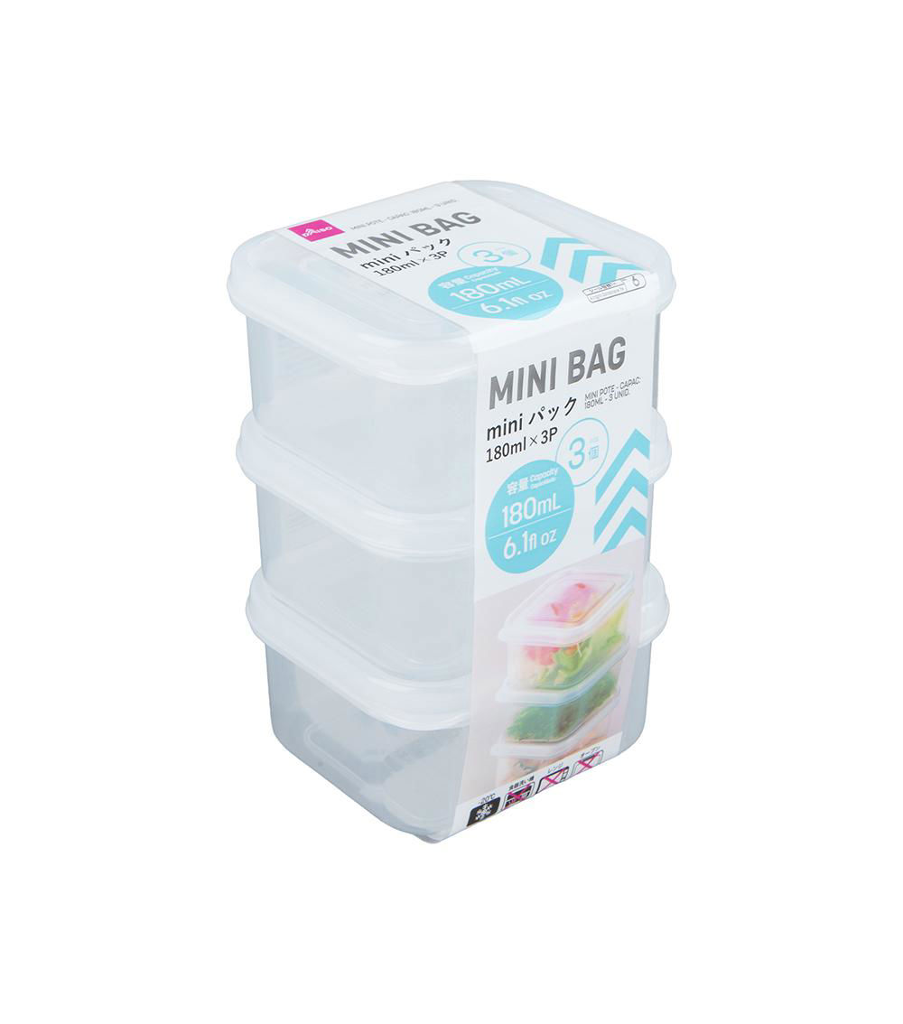 Mini Pack Containers, Clear (3 pcs) -180ml
