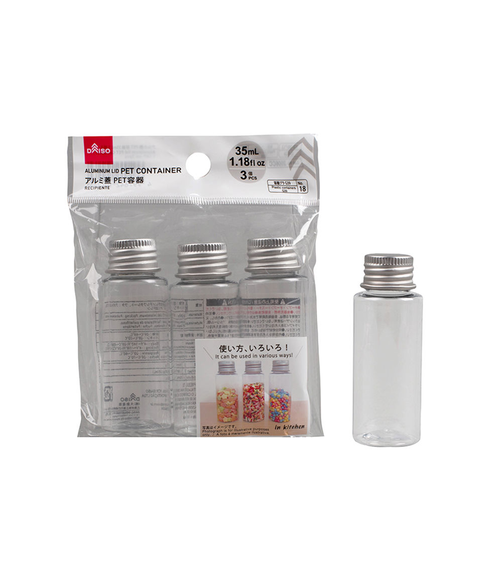 Aluminum Lid PET Container, Clear (Set of 3) - 35ml