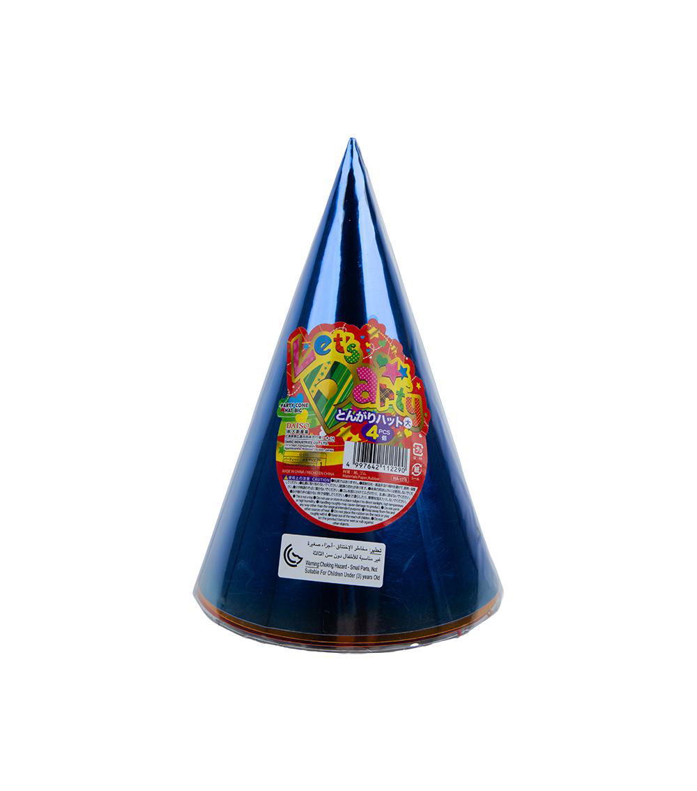 Big Party Cone Hats, Blue (4 pcs)