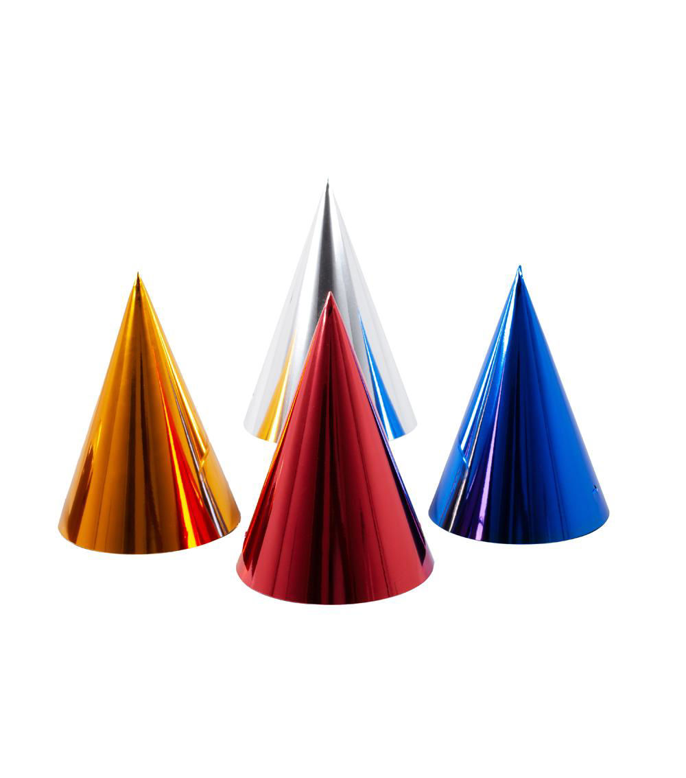 Big Party Cone Hats, Blue (4 pcs)