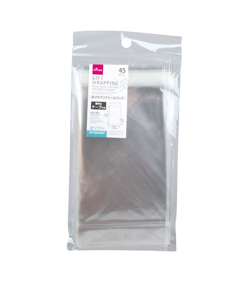 Plastic Seal Bags with Bottom, Clear (45 pcs) - 15x9x4cm