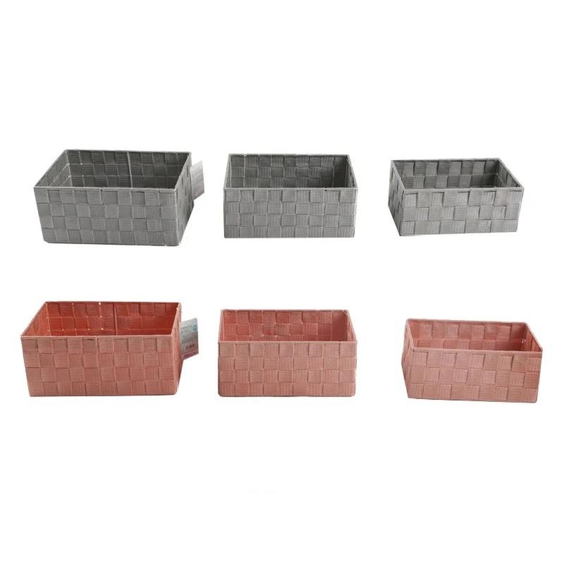 Single Peach Woven Storage Basket – Rectangular (1 Pcs)