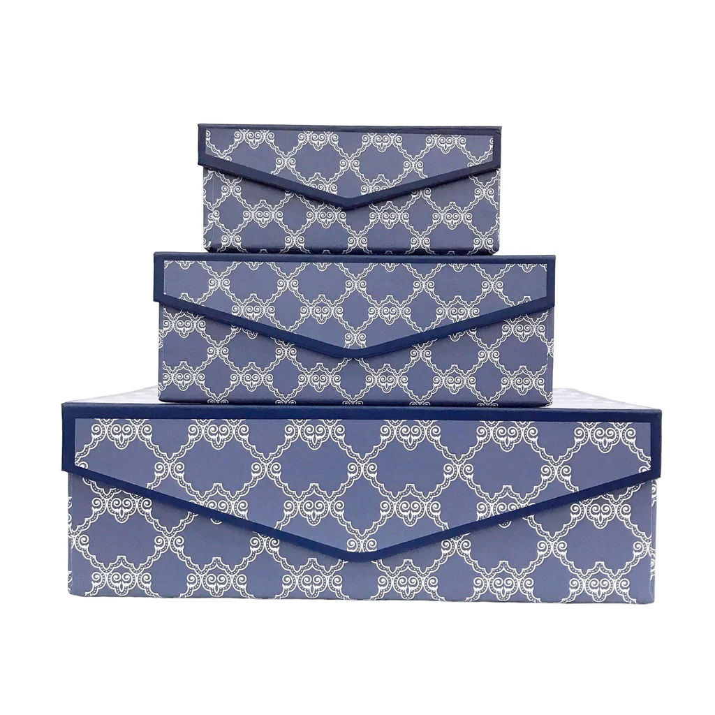 Rectangular Paper Box with Lid, Navy