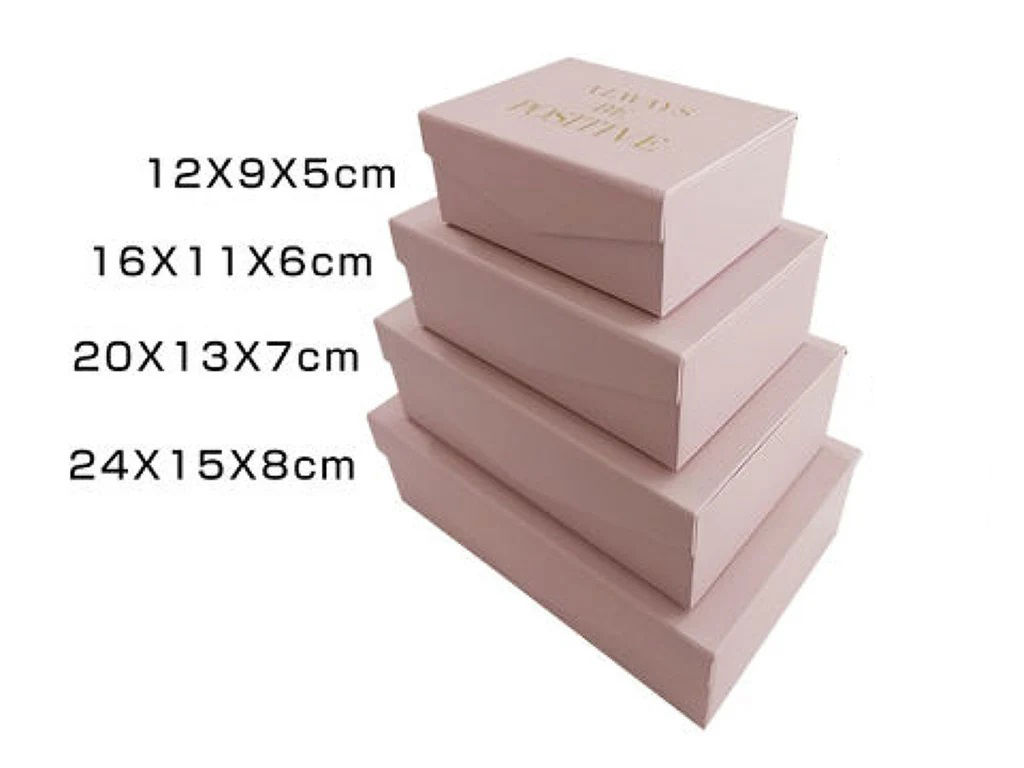 Rectangular Paper Box with Lid, Light Pink