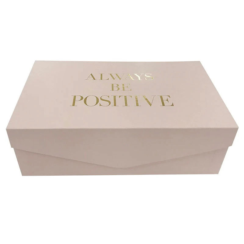 Rectangular Paper Box with Lid, Light Pink